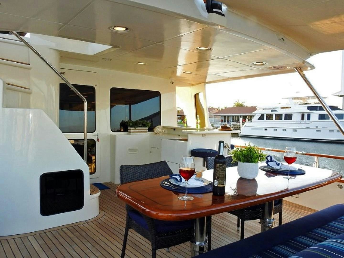 a table with drinks on it aboard AGAVE Yacht for Sale