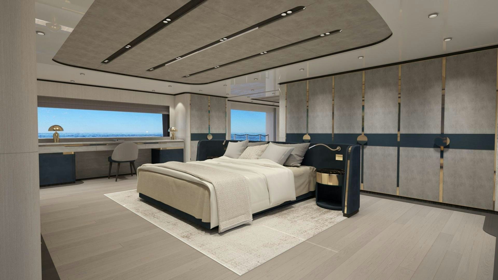 a room with a bed and a tv aboard WIDER 170 Yacht for Sale
