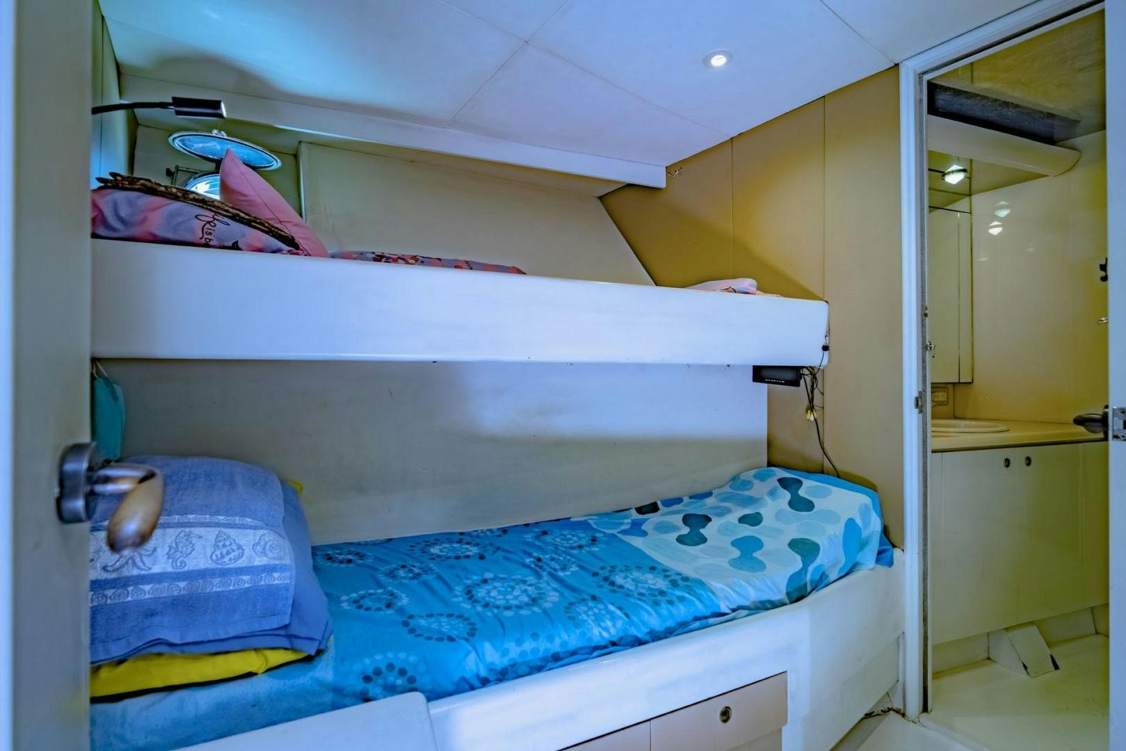 a room with bunk beds aboard DOUBLEYOU Yacht for Sale