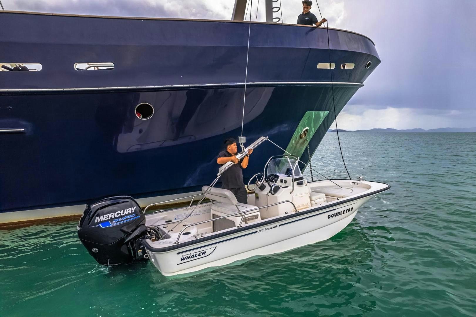 a person on a boat aboard DOUBLEYOU Yacht for Sale