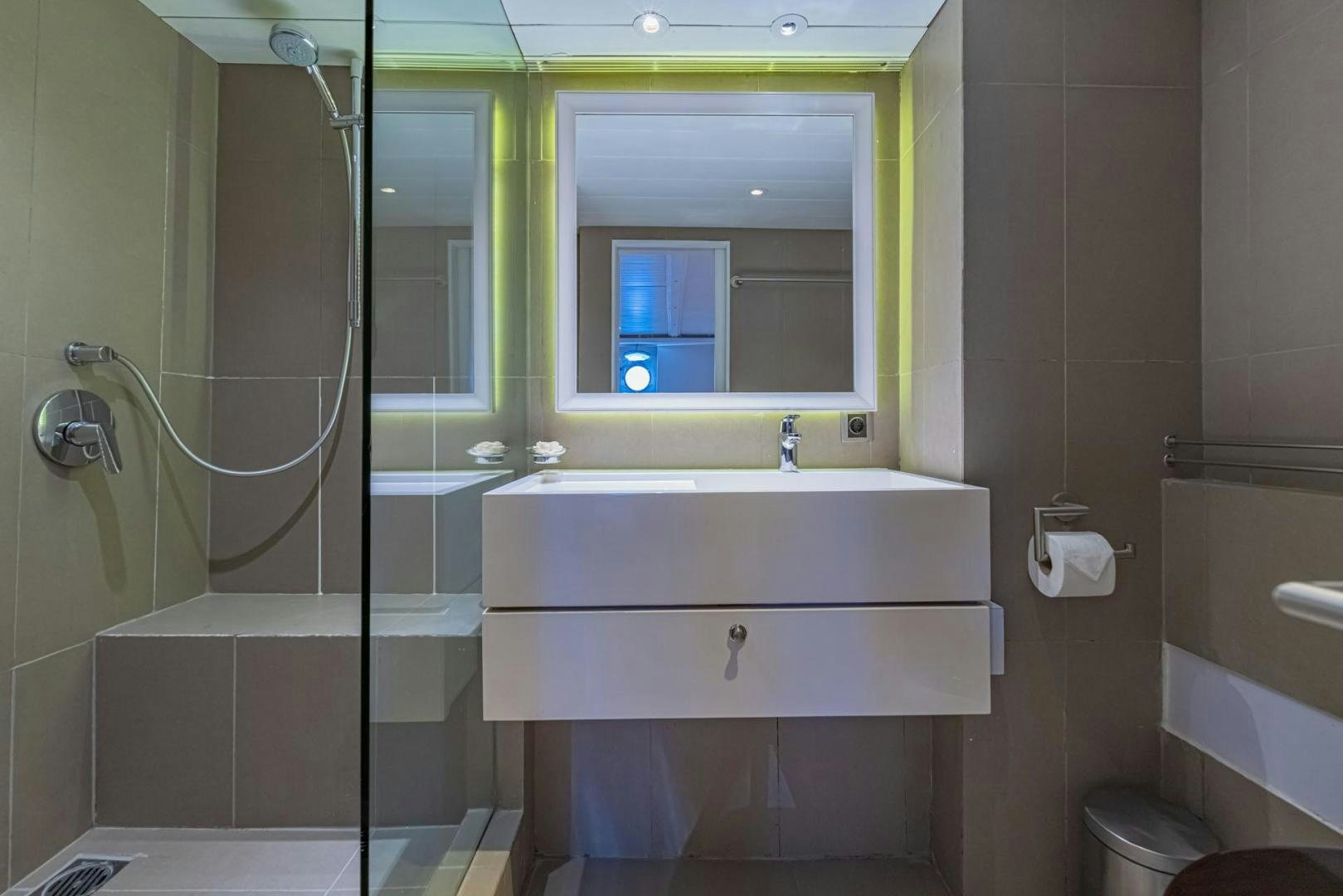 a bathroom with a sink and a mirror aboard DOUBLEYOU Yacht for Sale