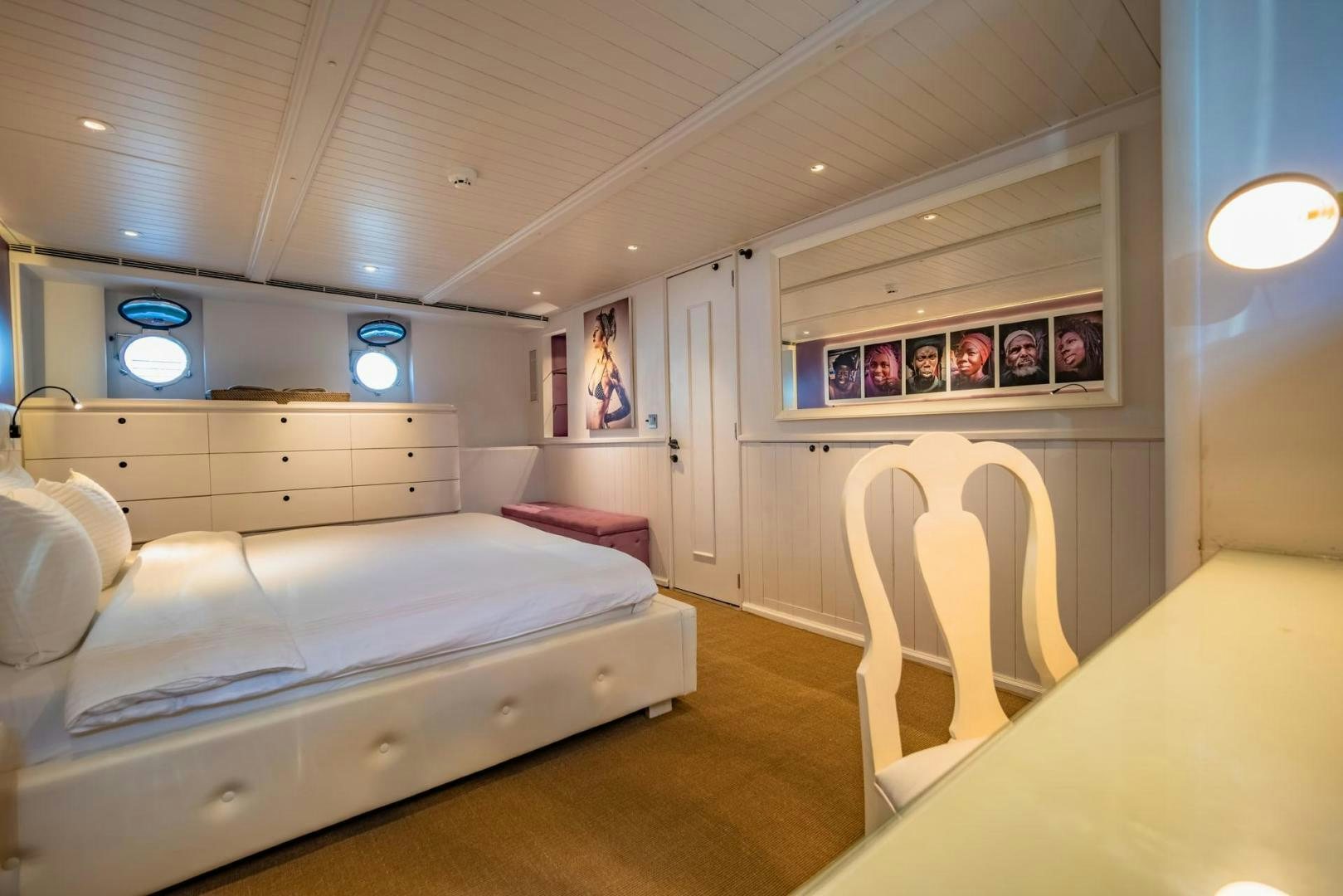 a room with two beds aboard DOUBLEYOU Yacht for Sale
