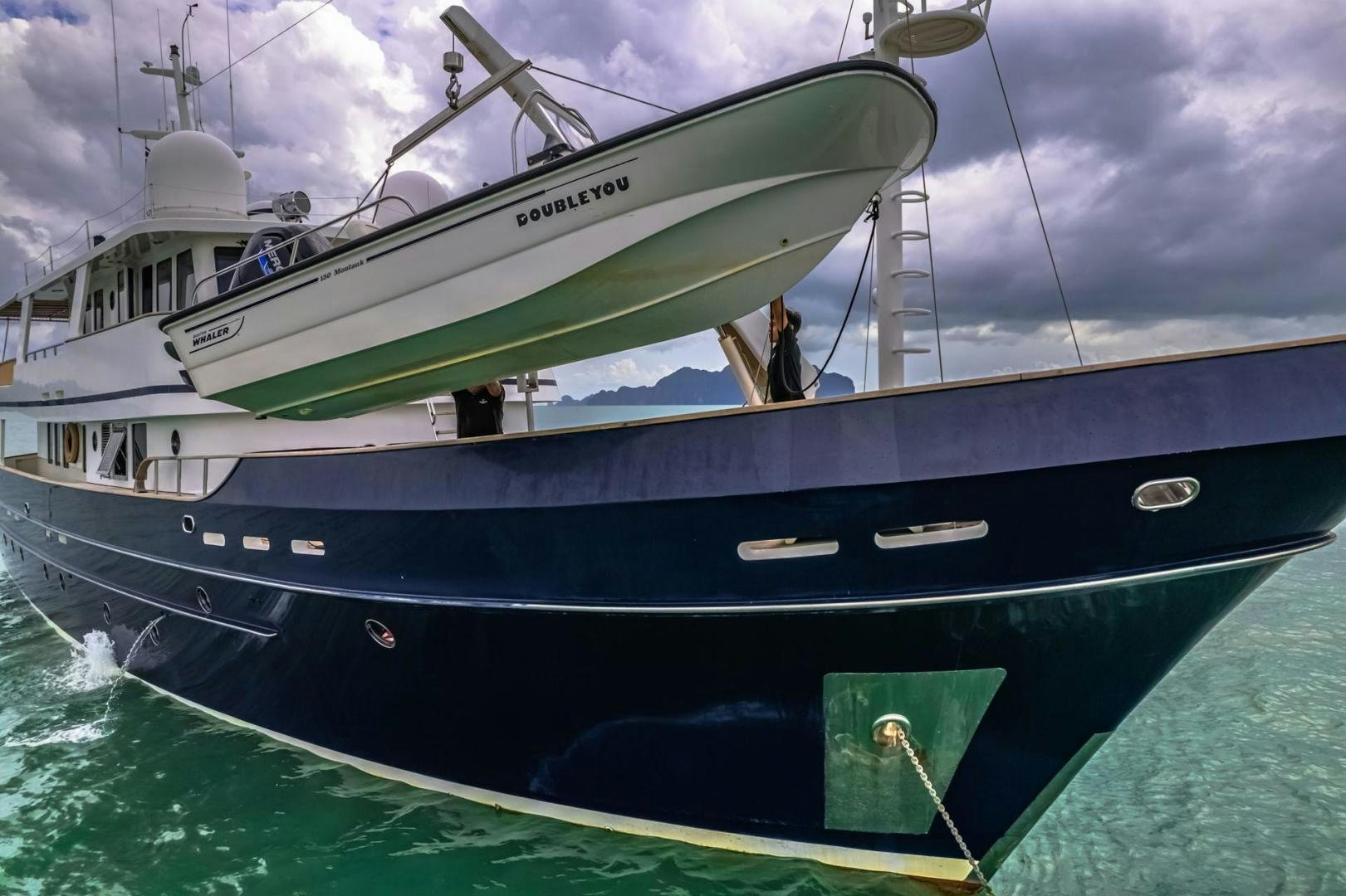 a large ship in the water aboard DOUBLEYOU Yacht for Sale