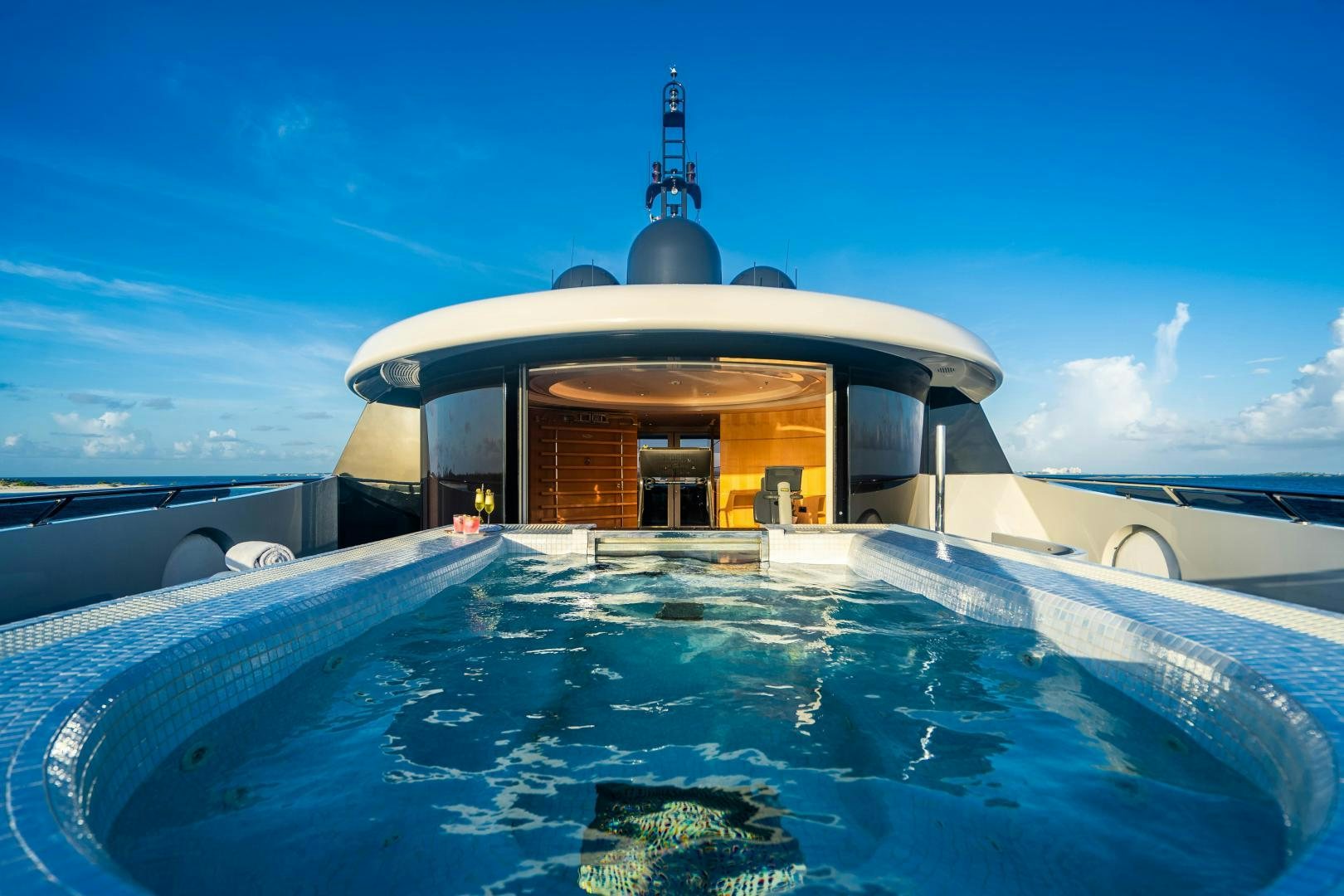 a space shuttle on a planet aboard SOUTH Yacht for Sale