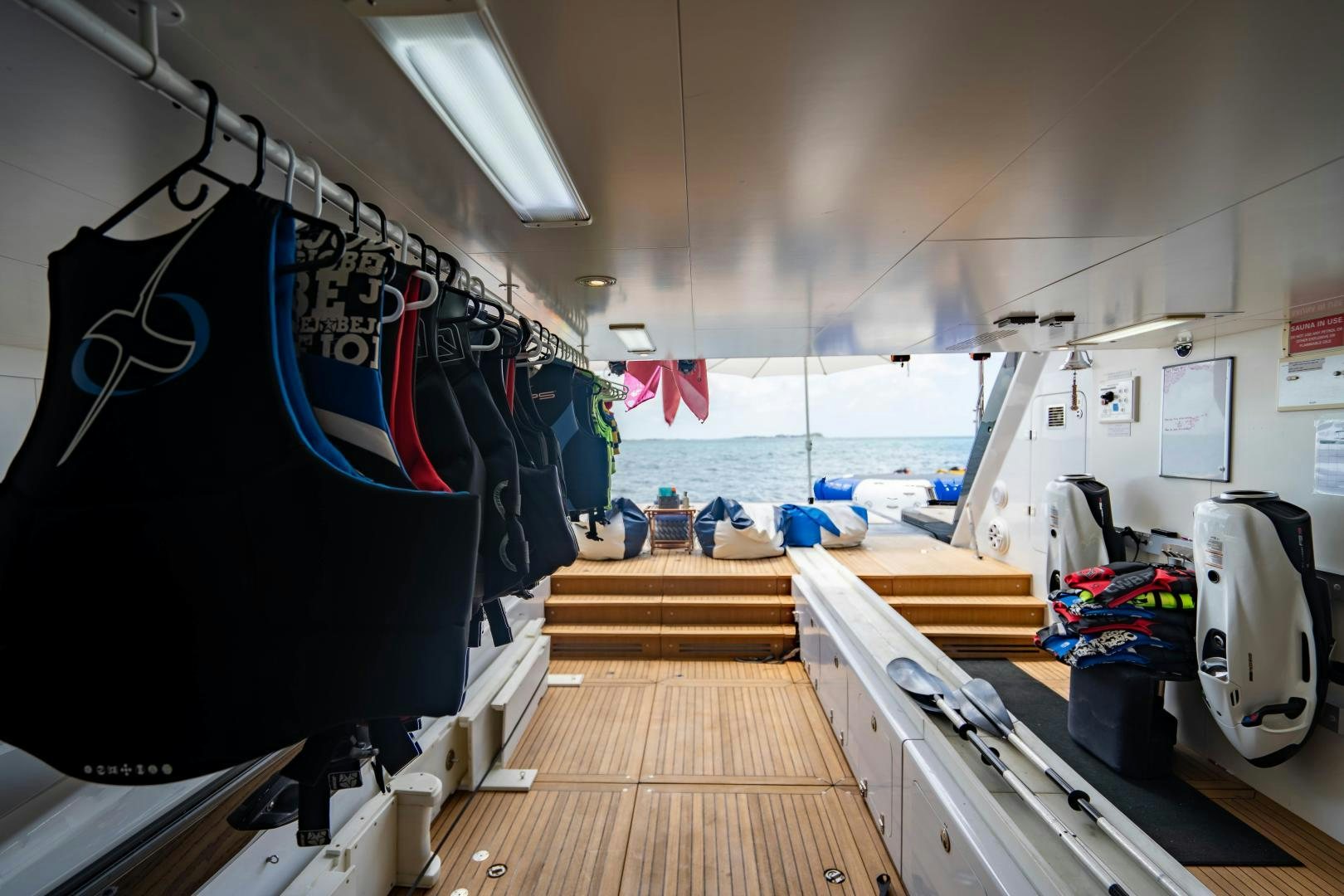 a boat with a deck and deck aboard SOUTH Yacht for Sale