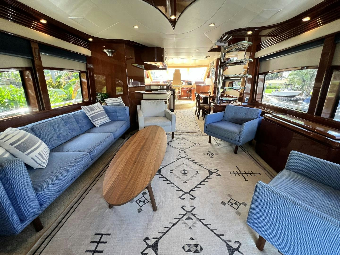 a room with a couch and a table aboard Casablanca II Yacht for Sale