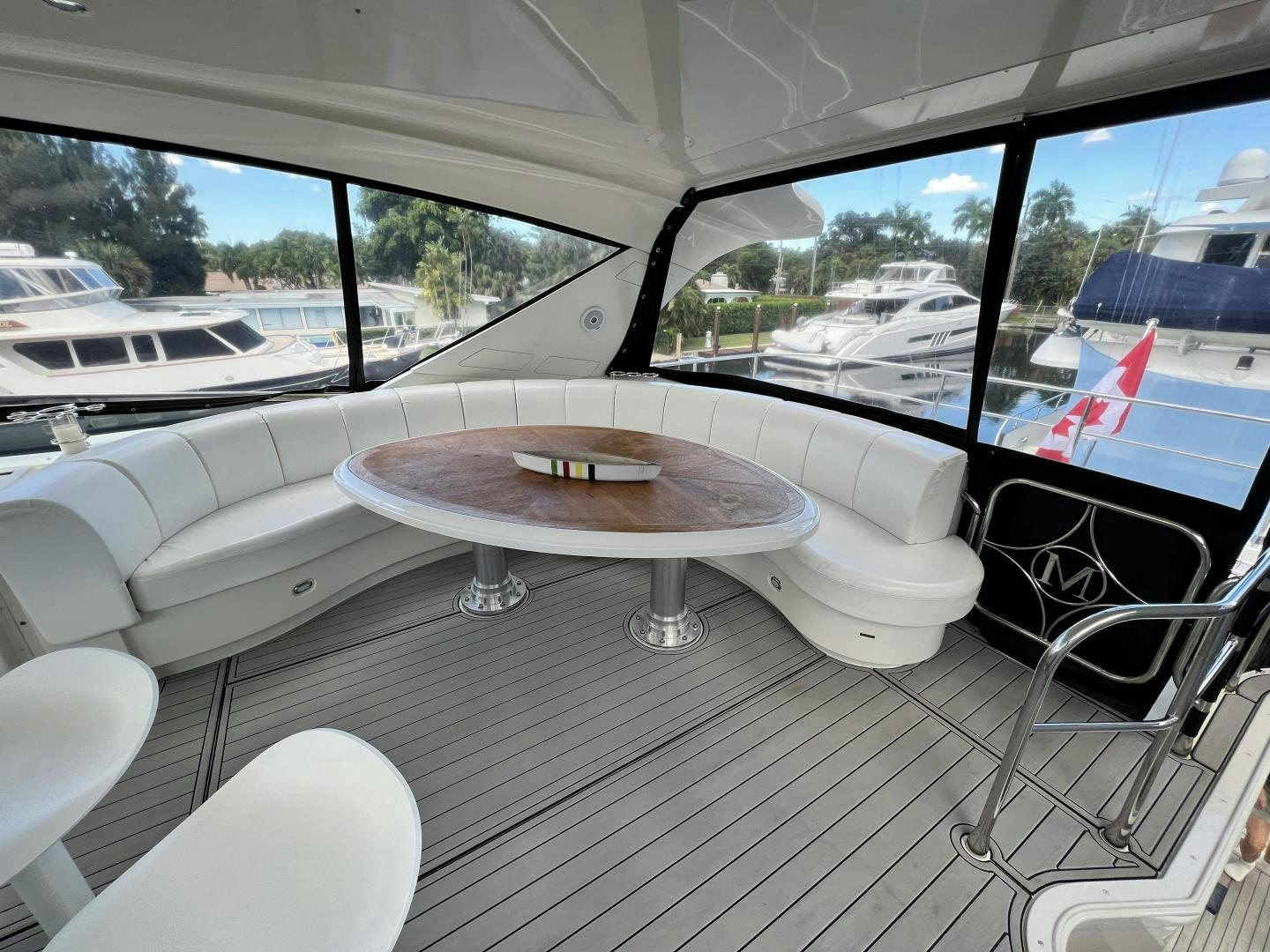 a table on a deck aboard Casablanca II Yacht for Sale