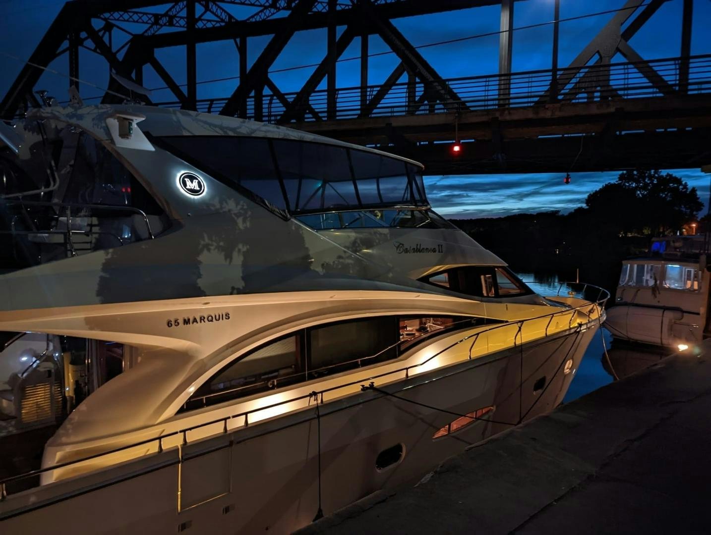 a boat in a water body aboard Casablanca II Yacht for Sale