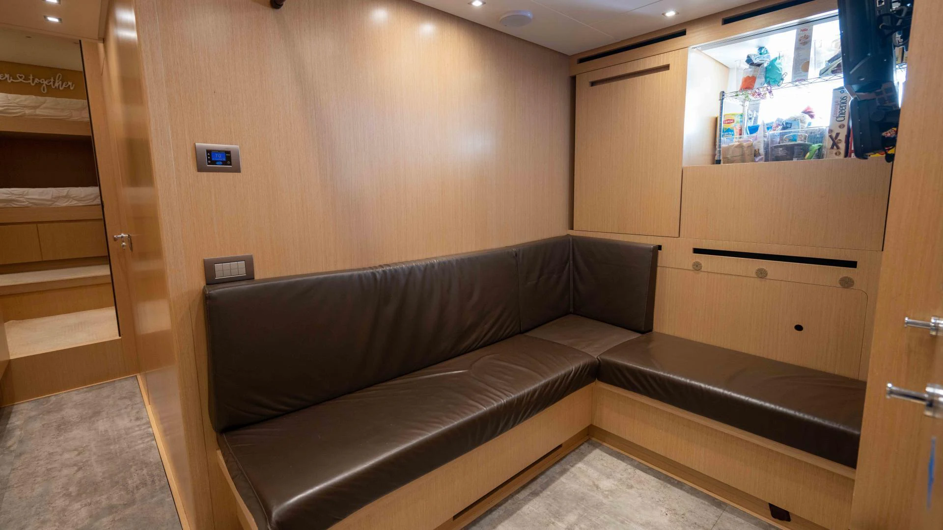 a bed in a room aboard FREDDY Yacht for Sale