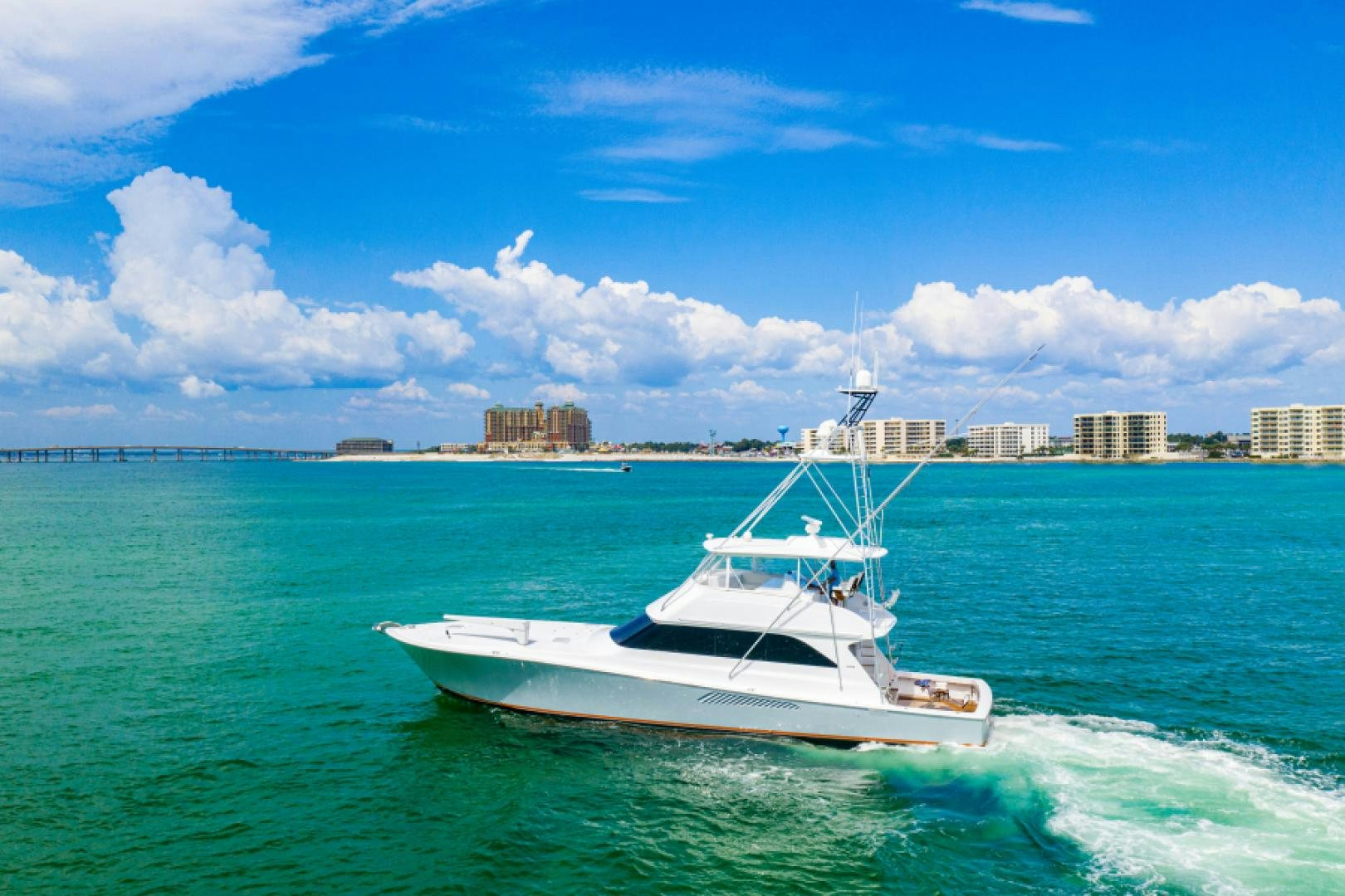 a boat on the water aboard MISS PAULA V Yacht for Sale