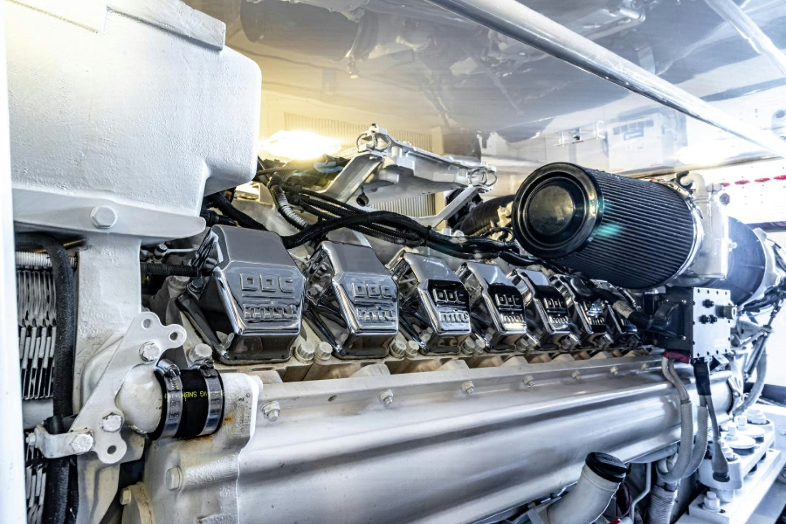 the inside of a car aboard MISS PAULA V Yacht for Sale