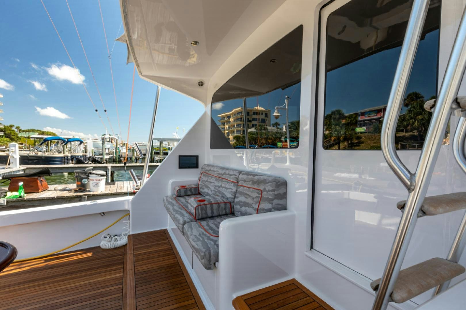 a bed on a boat aboard MISS PAULA V Yacht for Sale