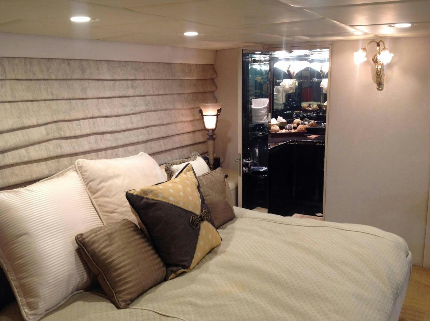a bed with pillows aboard AUDACITY Yacht for Sale