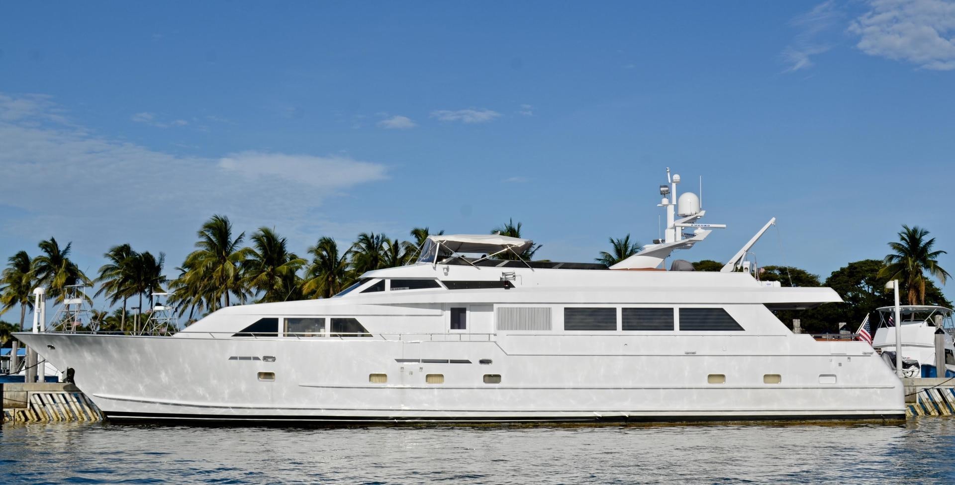 a white yacht on the water aboard AUDACITY Yacht for Sale