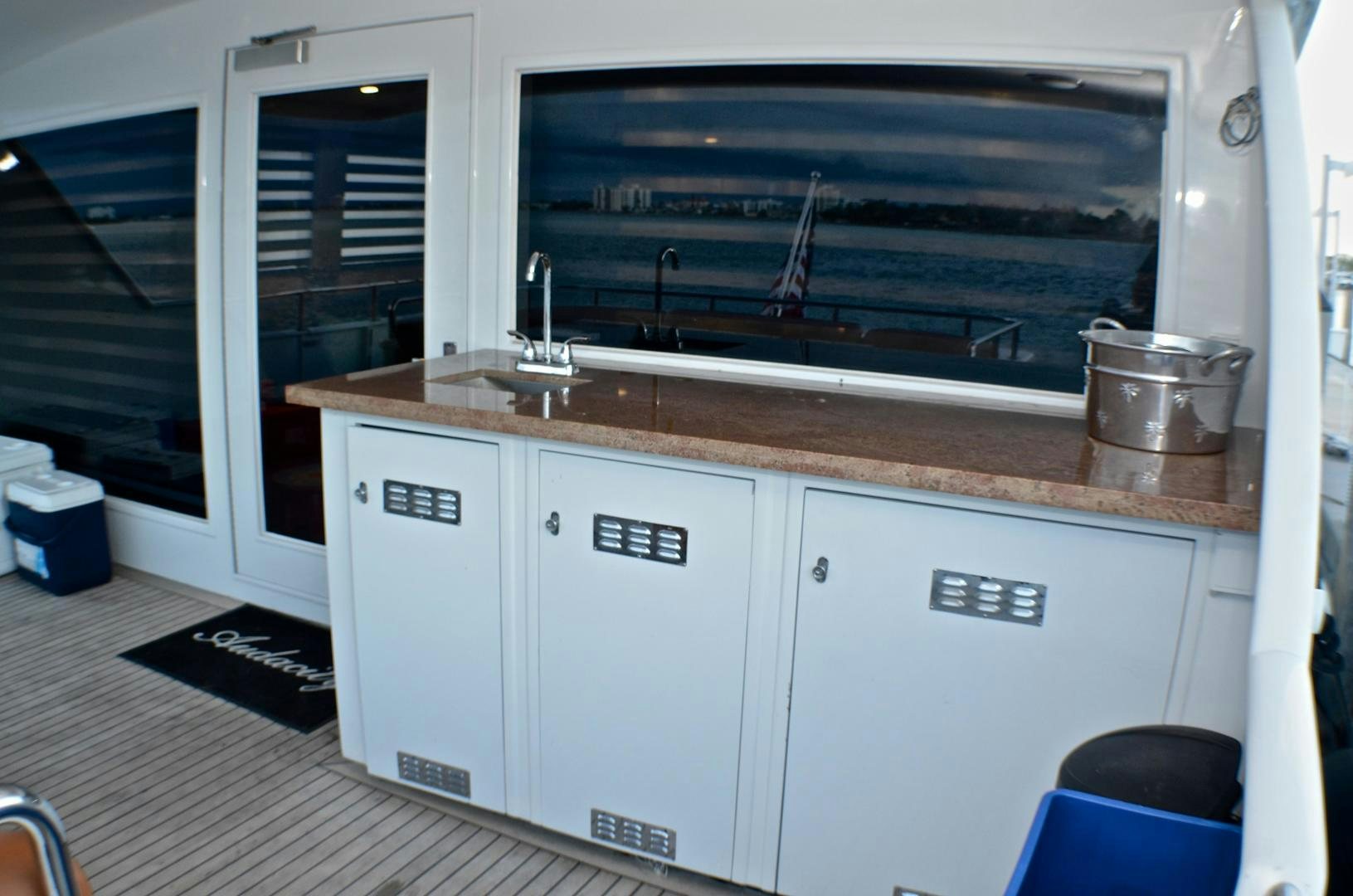 a large white microwave oven aboard AUDACITY Yacht for Sale