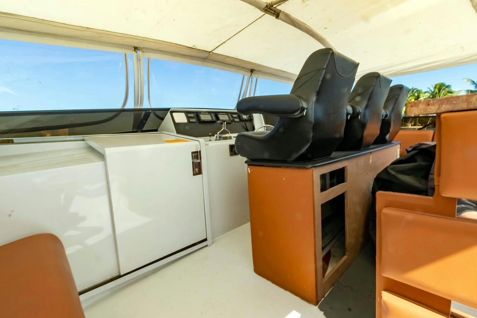 a vehicle with a seat and a steering wheel aboard AUDACITY Yacht for Sale