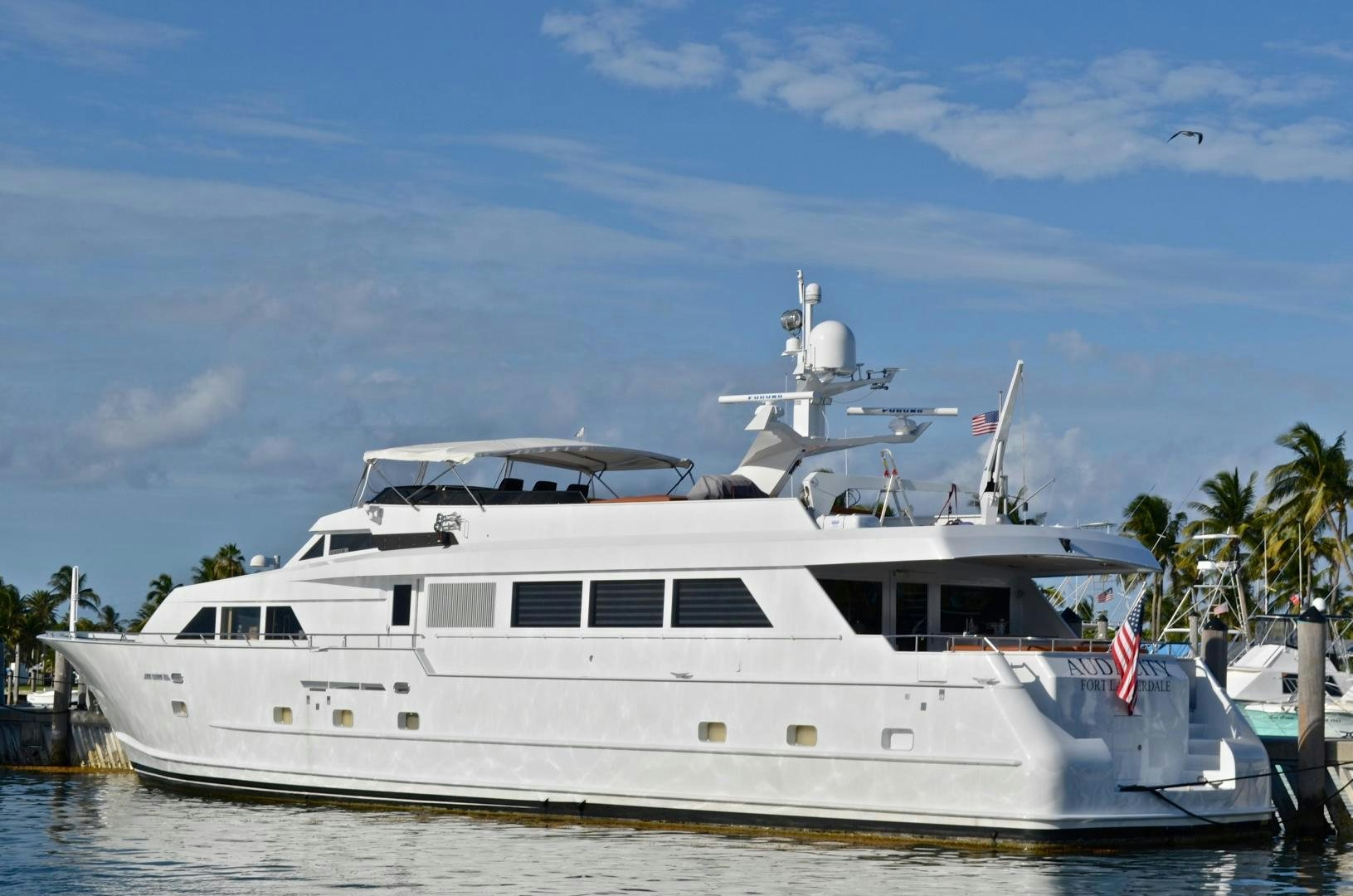 a large white boat aboard AUDACITY Yacht for Sale