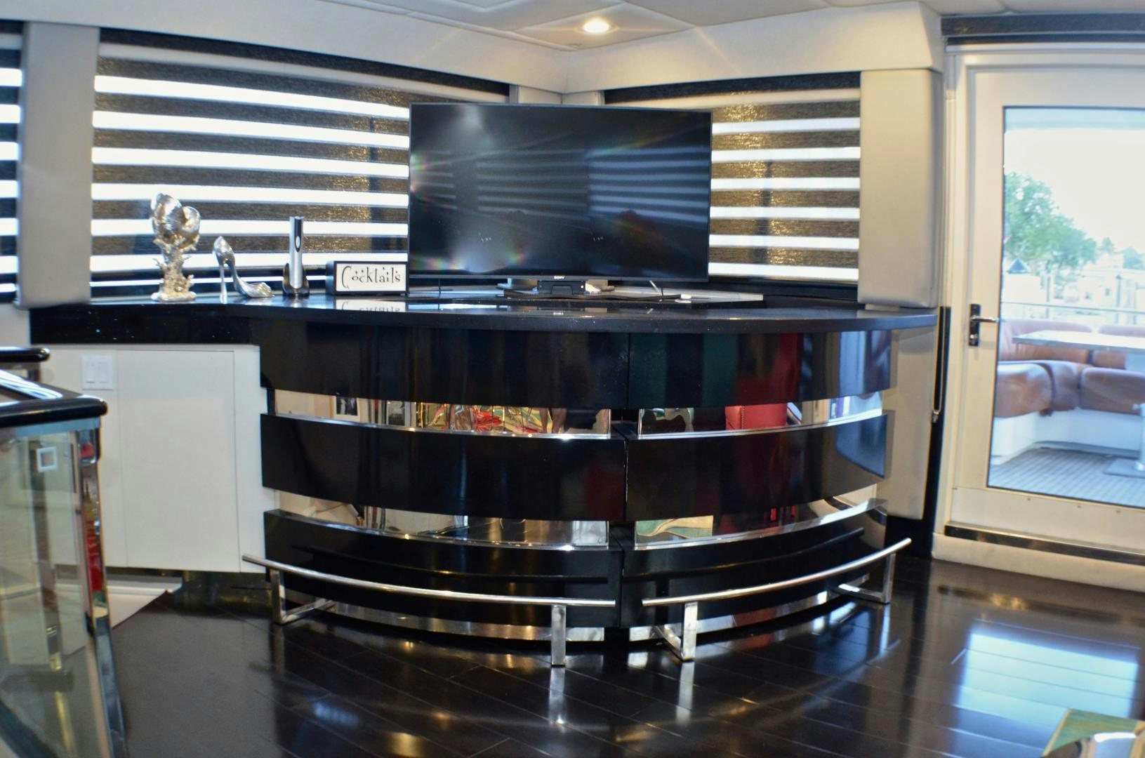 a piano in a room aboard AUDACITY Yacht for Sale