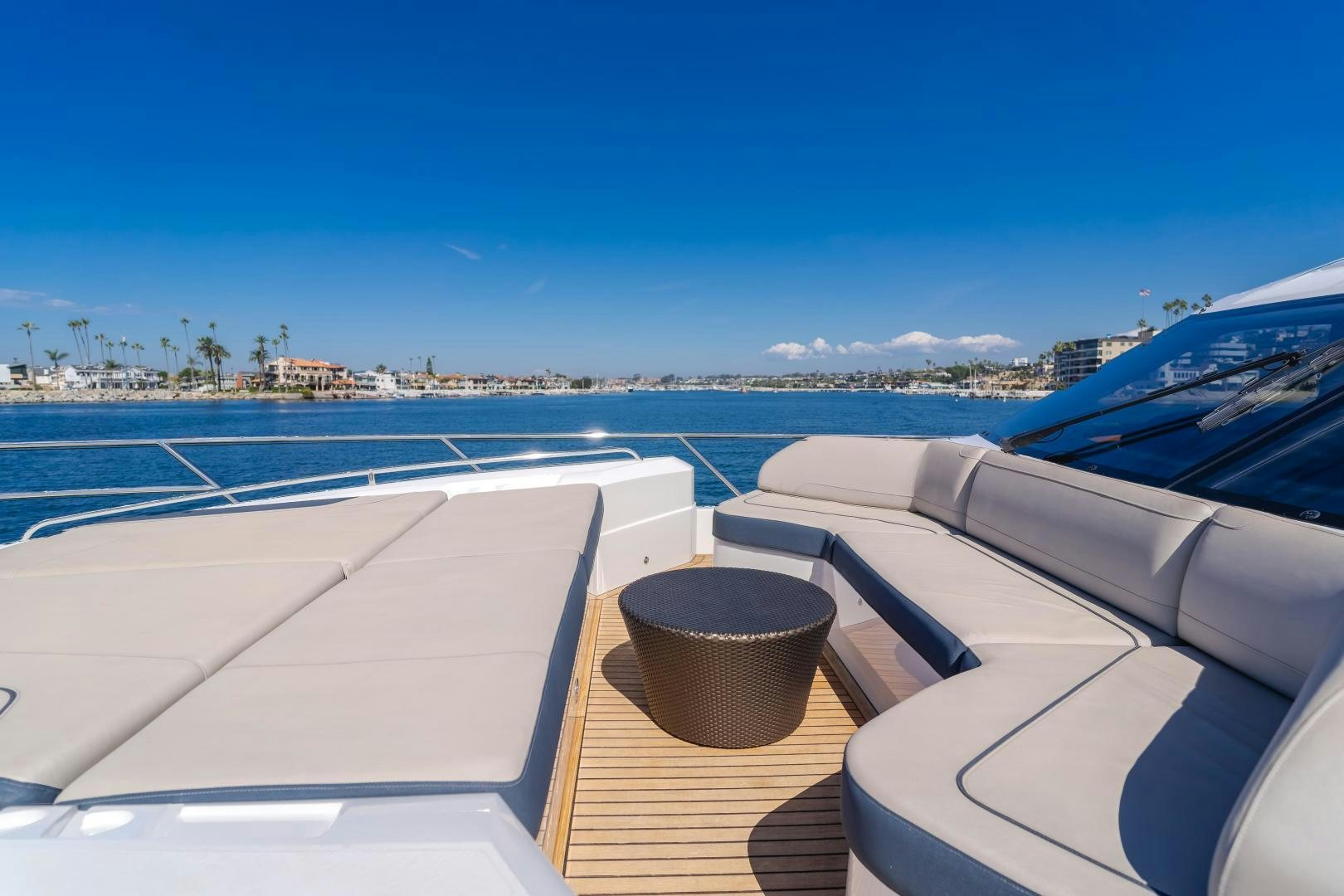 a deck overlooking a city aboard SEXSEA Yacht for Sale
