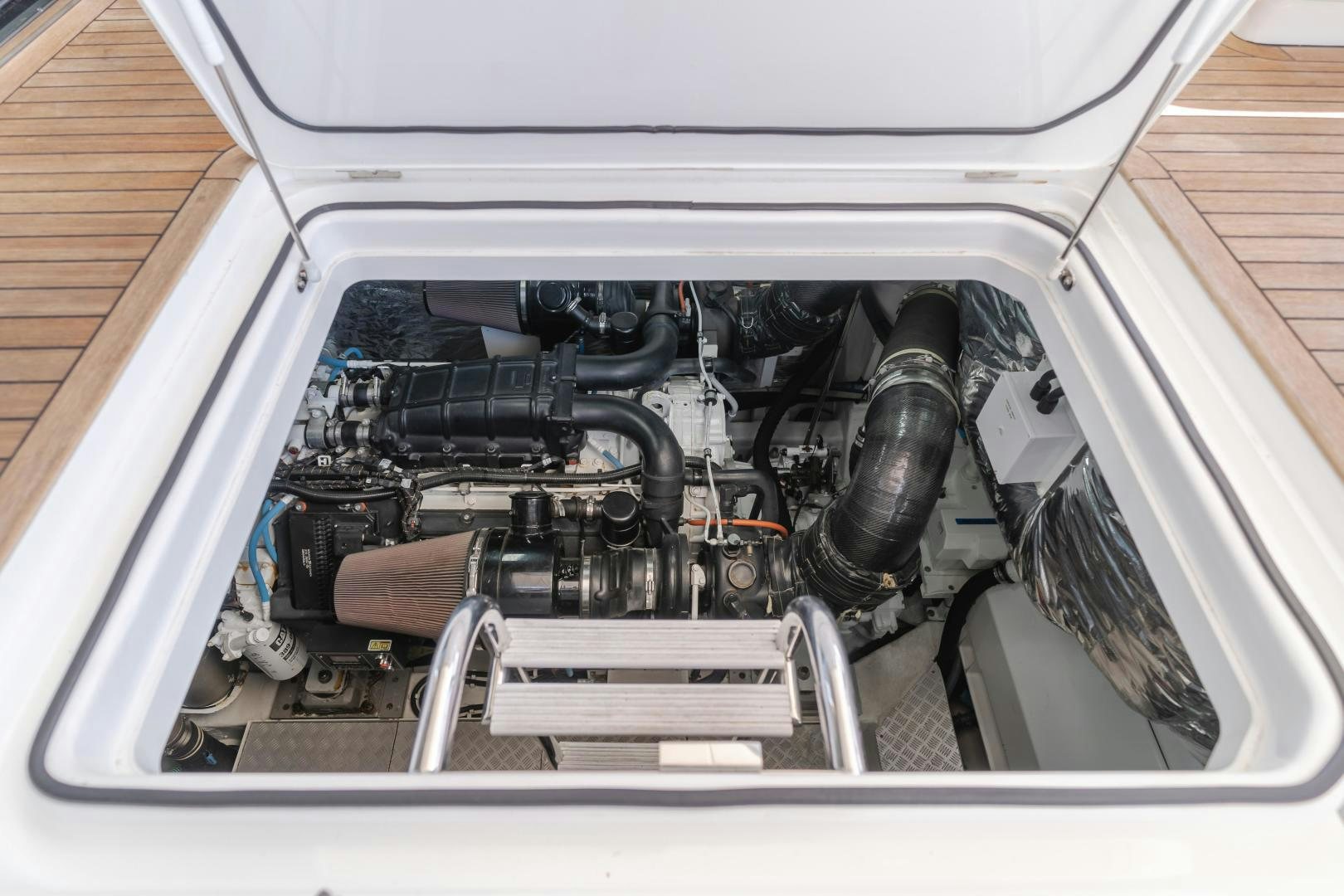 a car engine inside a car aboard SEXSEA Yacht for Sale