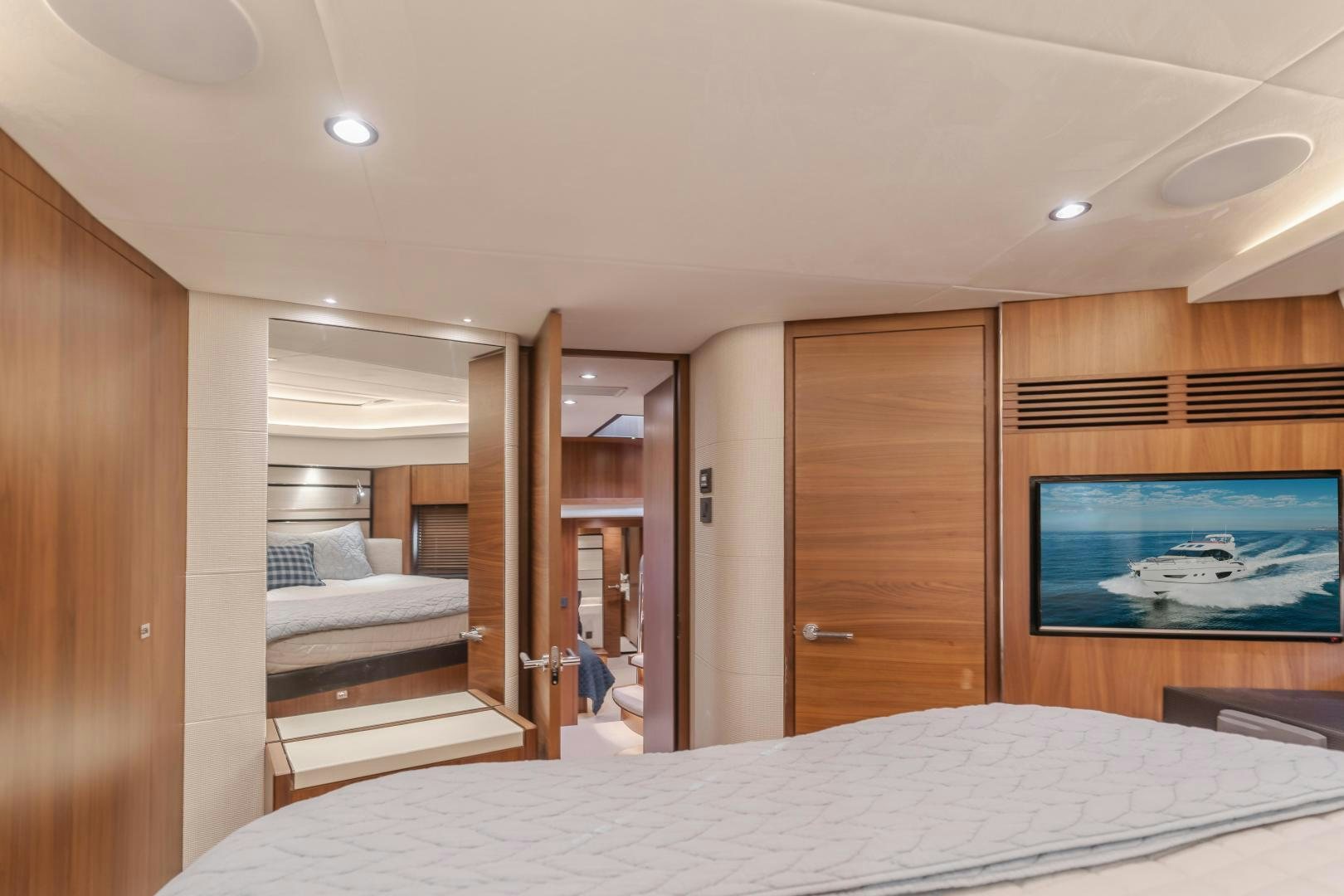 a hotel room with a television aboard SEXSEA Yacht for Sale