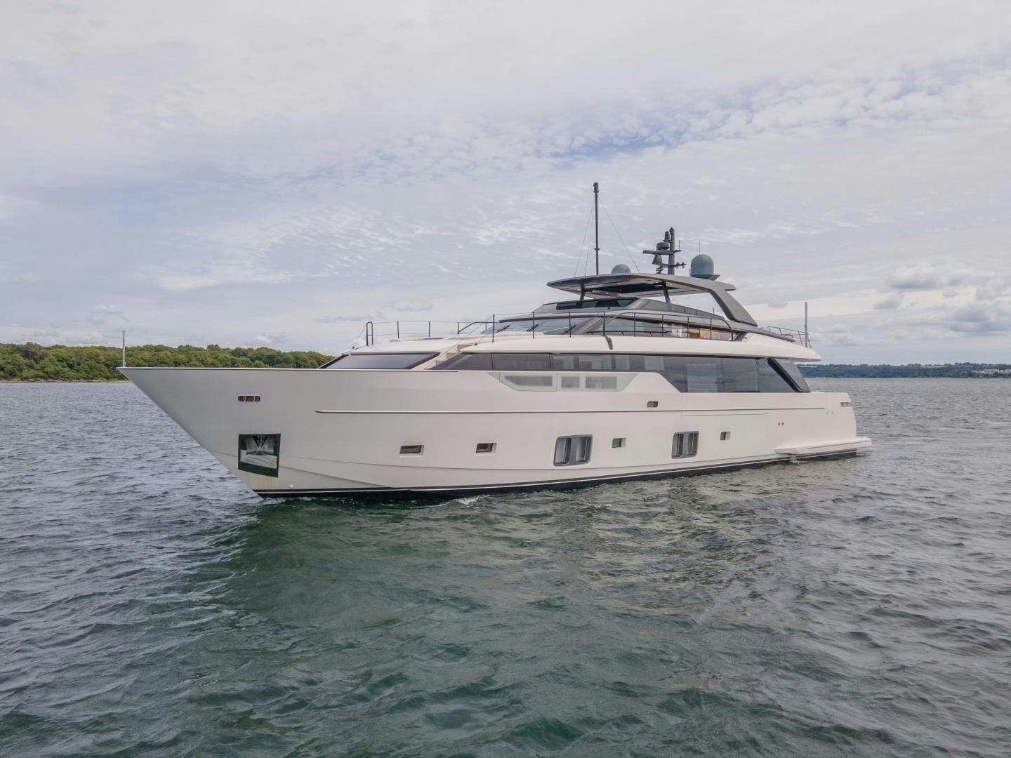 a white boat in the water aboard OUR ALEPH Yacht for Sale