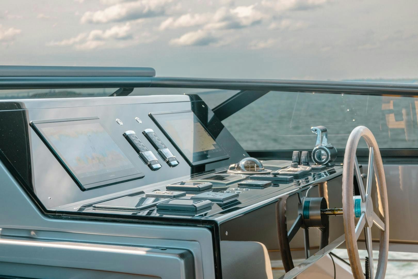 the inside of a car aboard OUR ALEPH Yacht for Sale