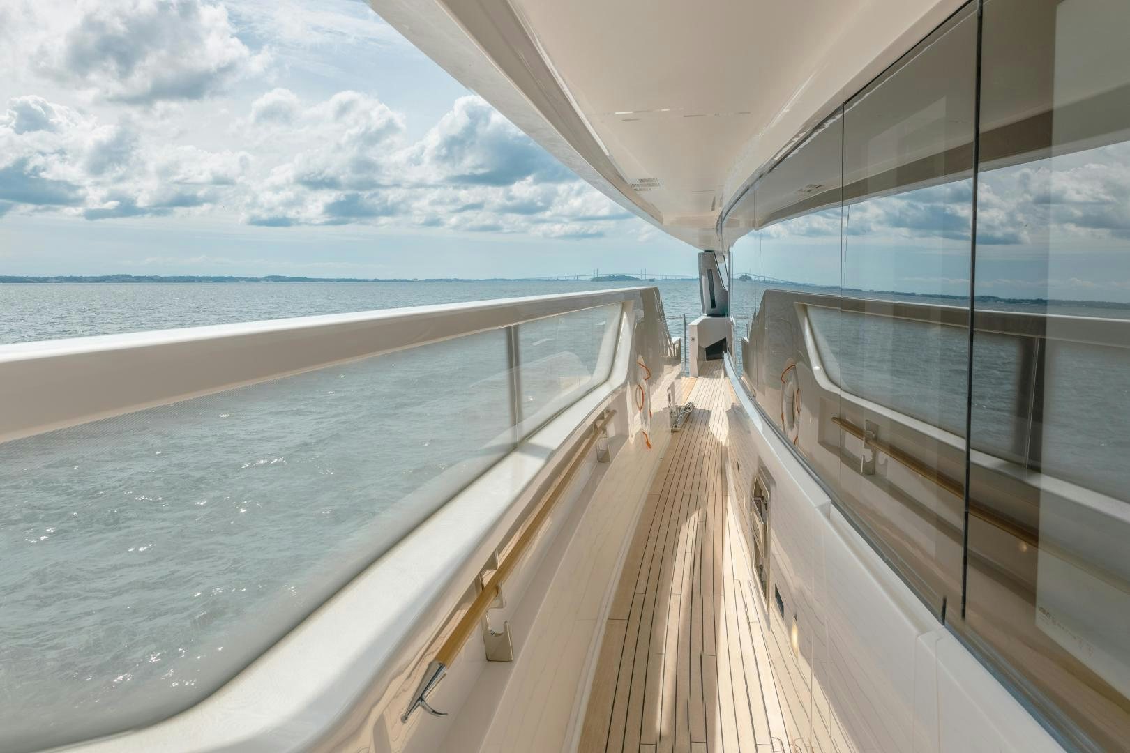 a deck of a boat on the water aboard OUR ALEPH Yacht for Sale