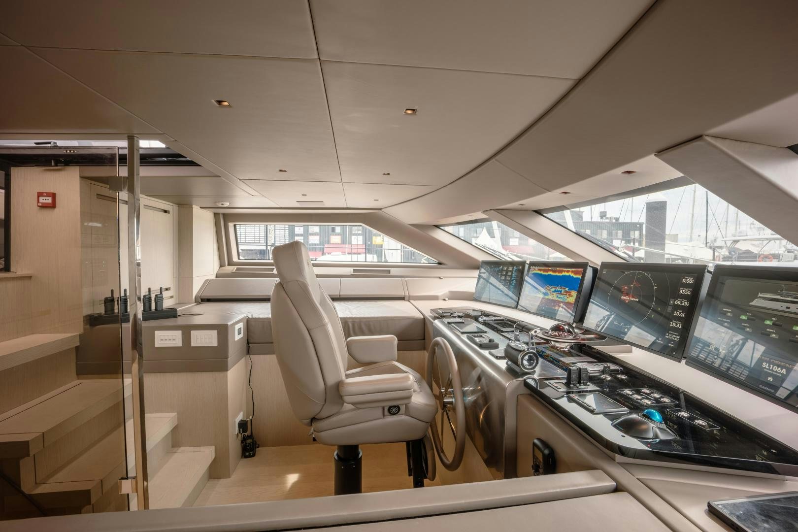 an empty room with computers aboard OUR ALEPH Yacht for Sale