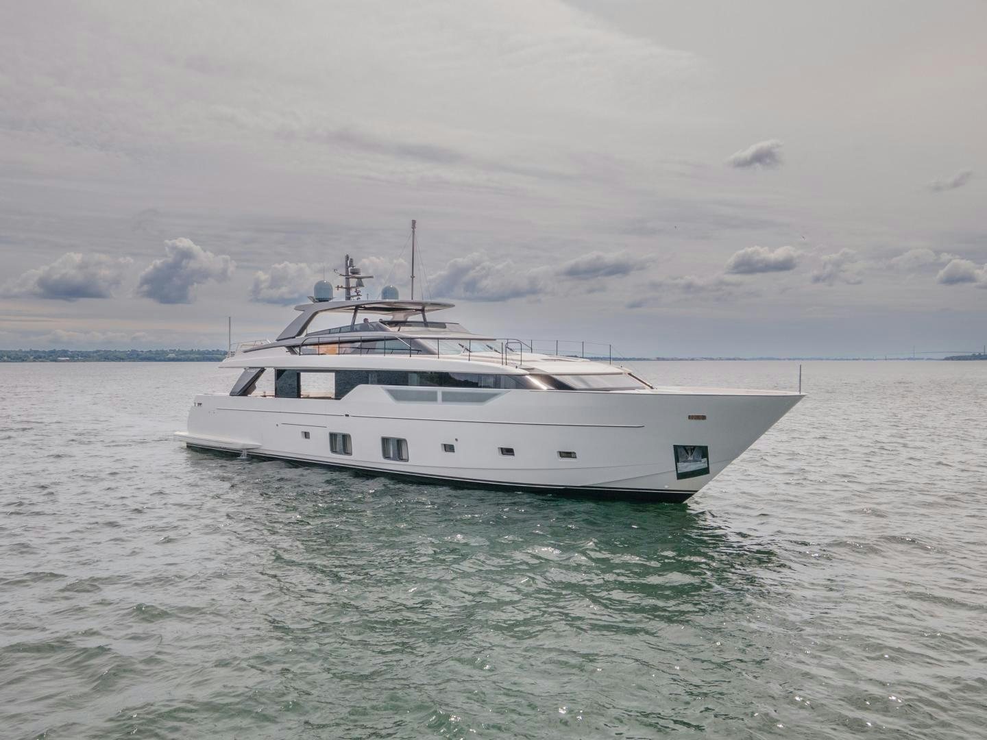 a white boat in the water aboard OUR ALEPH Yacht for Sale