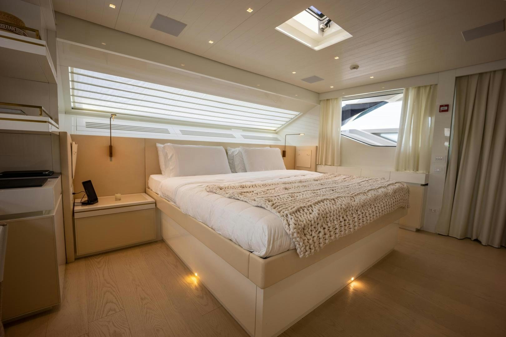 a bed in a room aboard OUR ALEPH Yacht for Sale