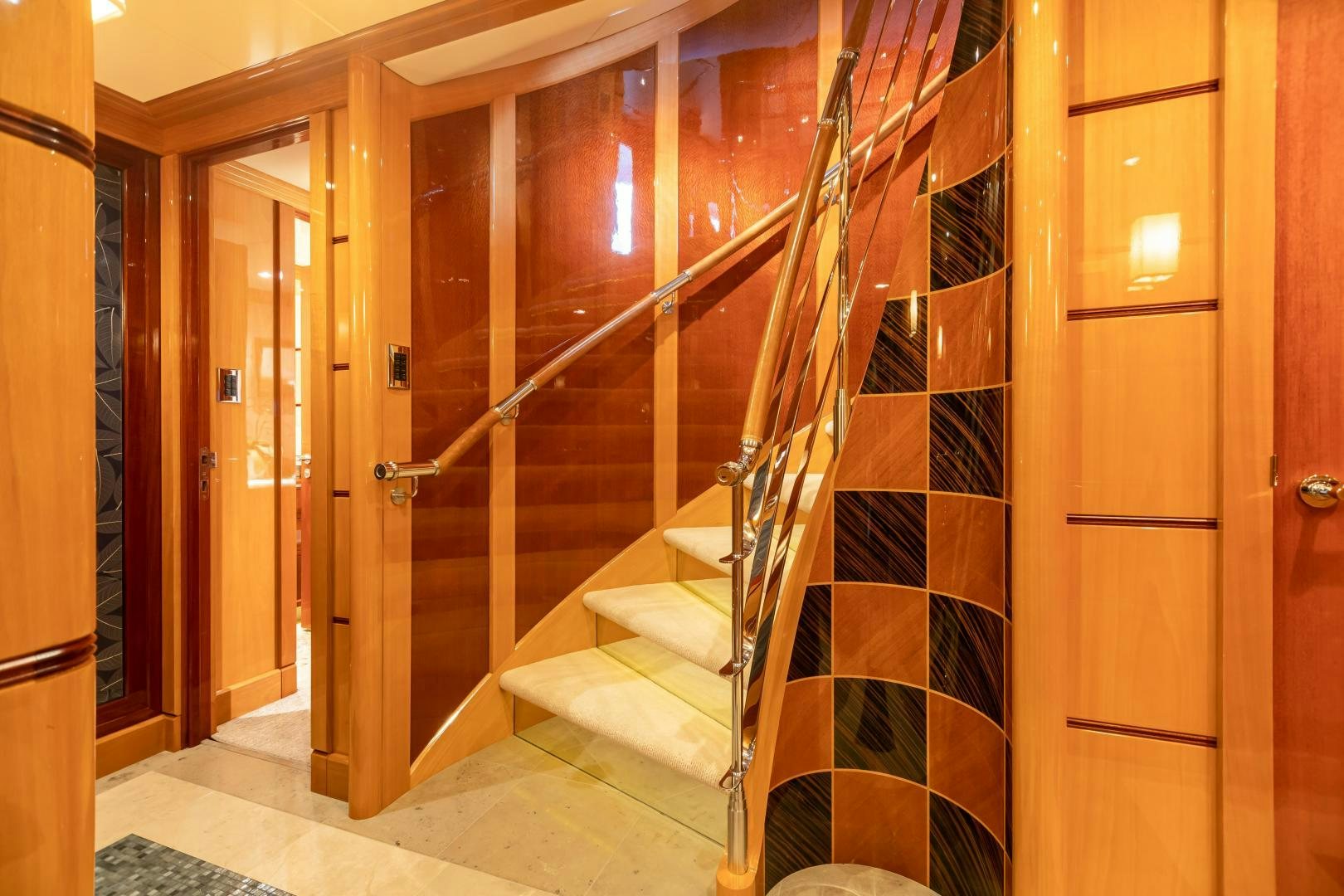a room with a glass door aboard IMPROMPTU Yacht for Sale