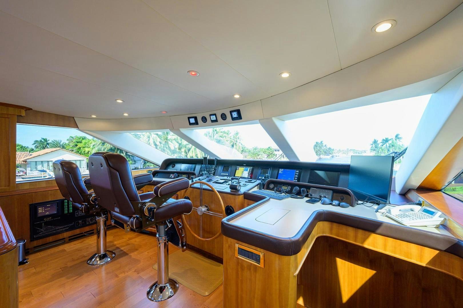an office with a large window aboard THE CROWN ROYAL Yacht for Sale