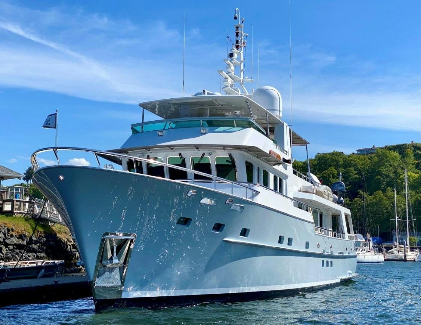 a large white boat in the water aboard COASTAL DRIFTER Yacht for Sale