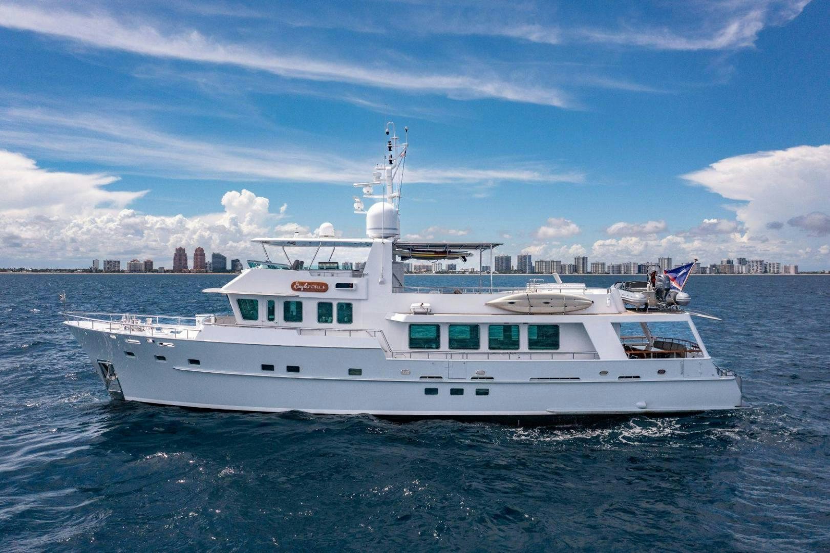a large white boat in the water aboard COASTAL DRIFTER Yacht for Sale