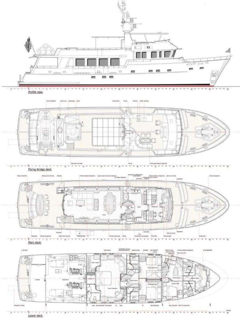 diagram, engineering drawing aboard COASTAL DRIFTER Yacht for Sale