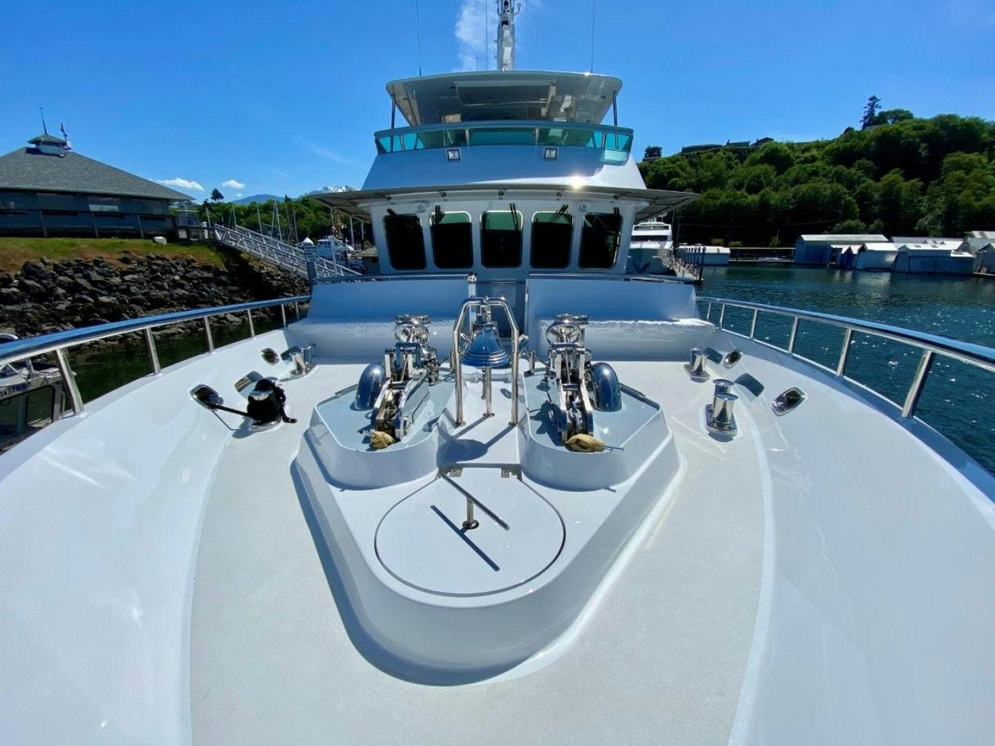 a large white boat with a white circle on it aboard COASTAL DRIFTER Yacht for Sale