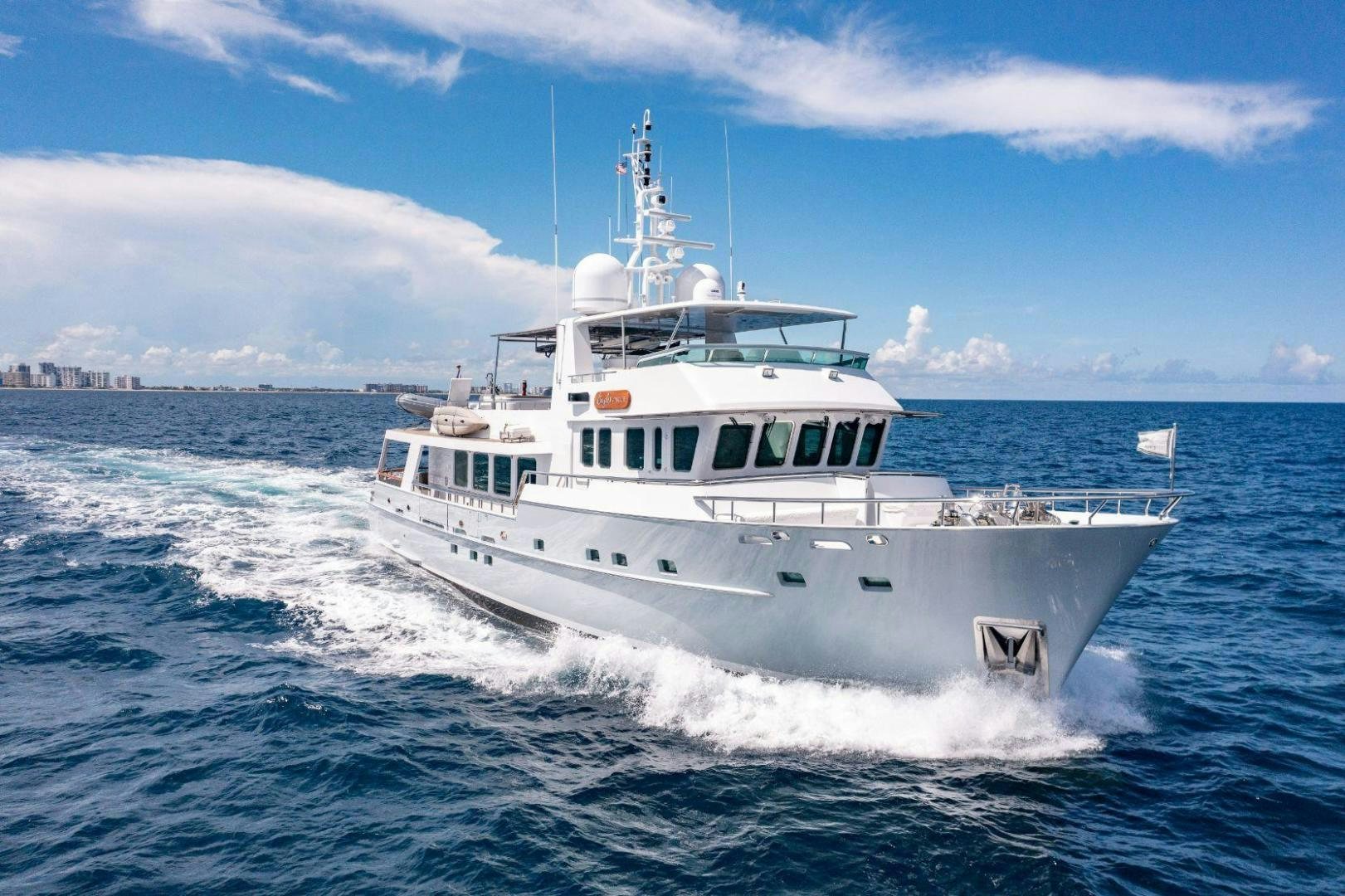 a white boat on the water aboard COASTAL DRIFTER Yacht for Sale