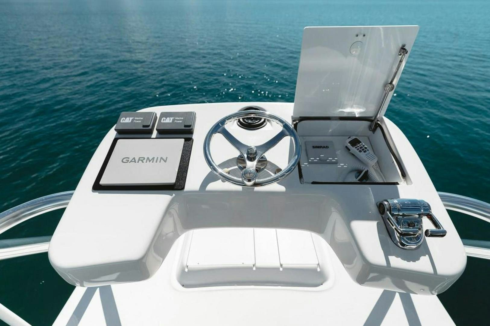 a boat with a steering wheel aboard LYON FISH Yacht for Sale