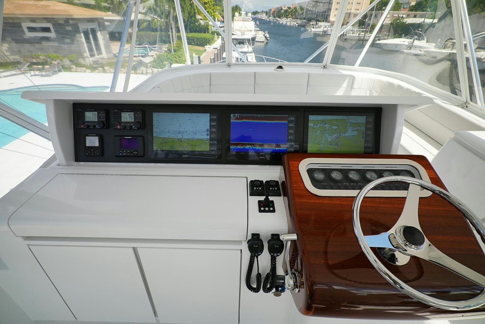 a close-up of a control panel aboard LYON FISH Yacht for Sale