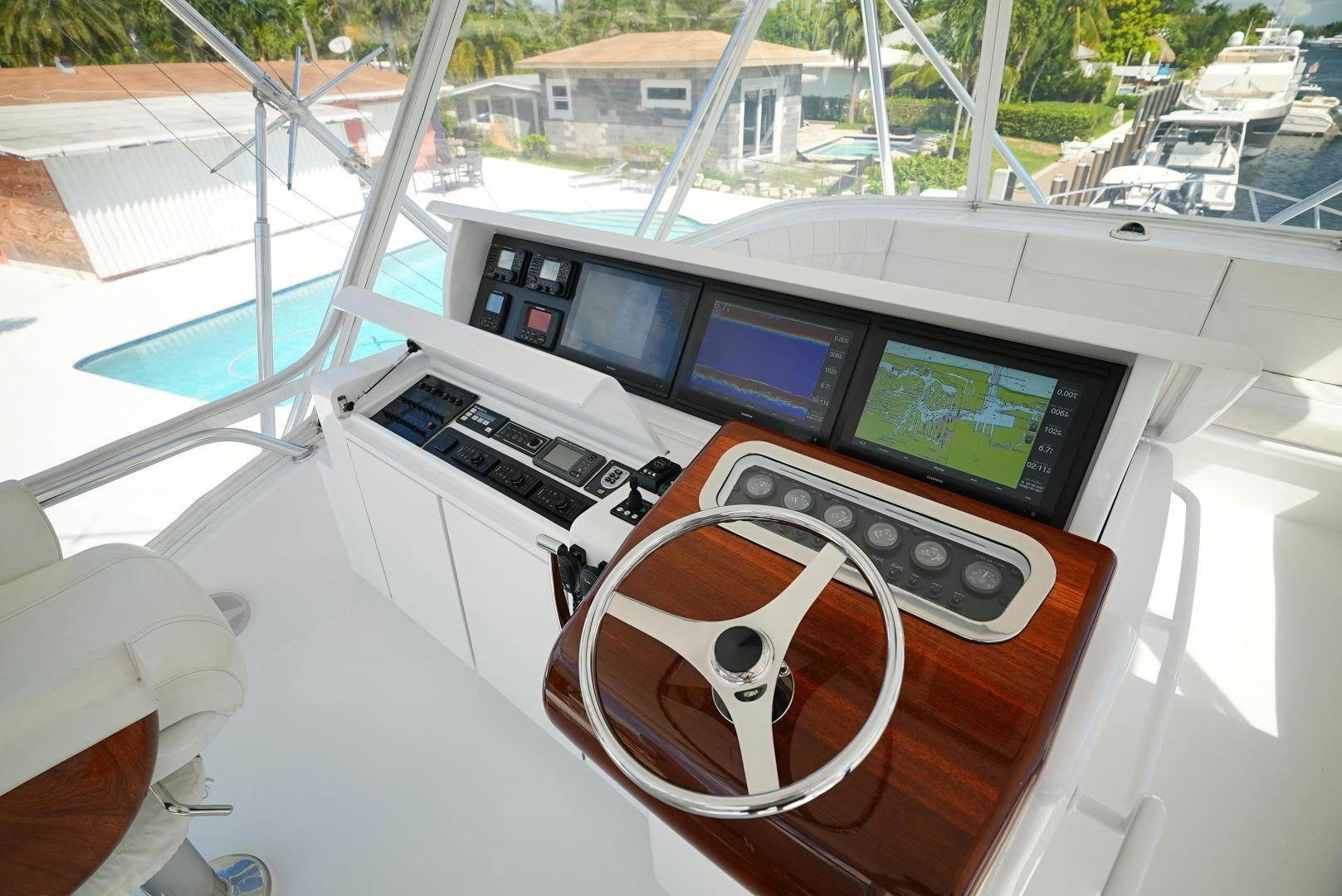 a close-up of a control panel aboard LYON FISH Yacht for Sale