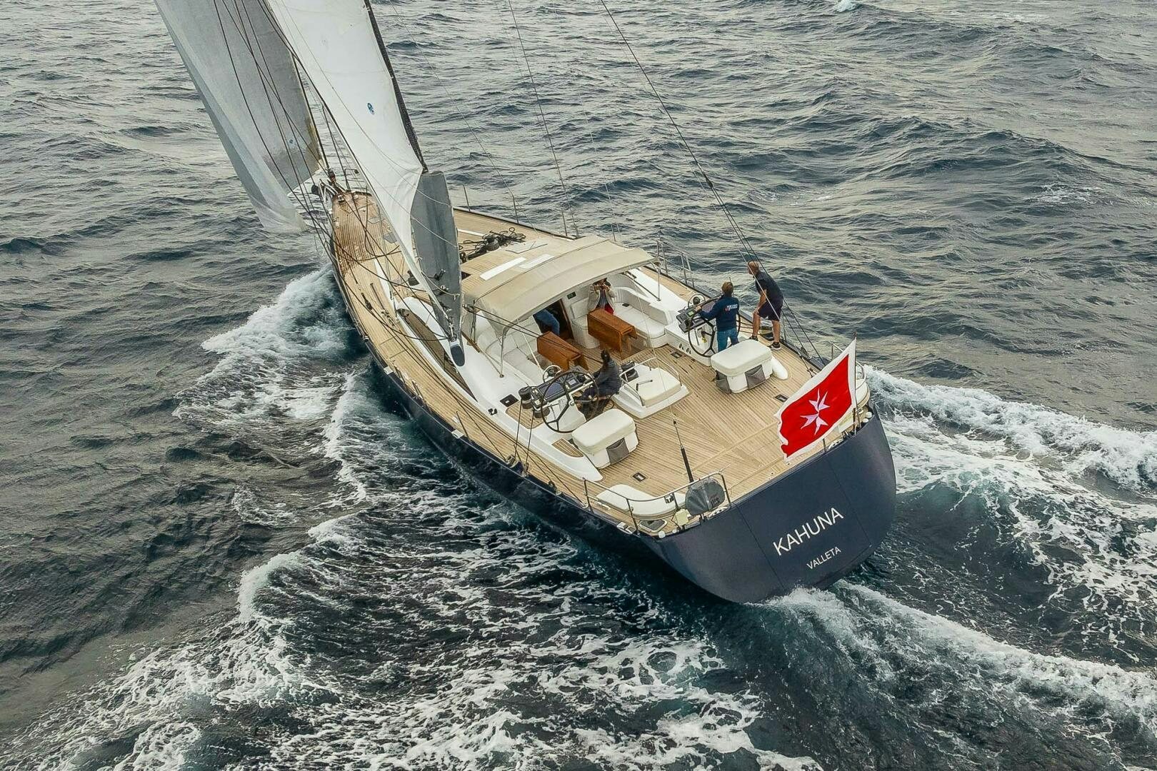 a boat sailing on the sea aboard KAHUNA Yacht for Sale