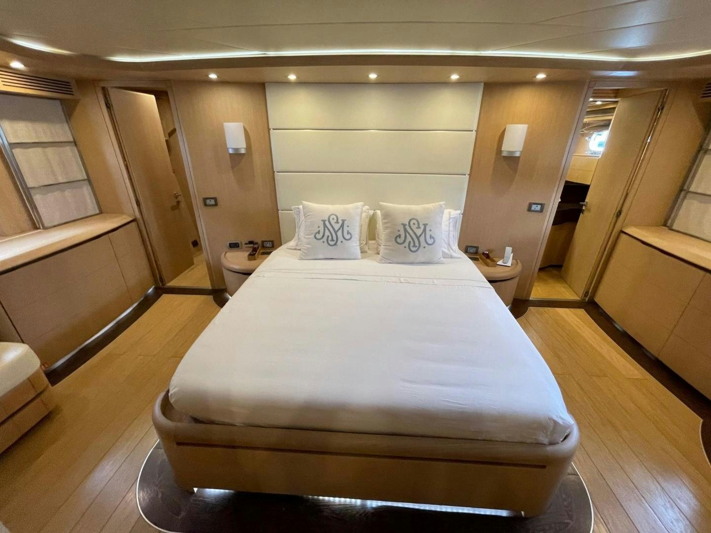 a bed in a hotel room aboard SILVER MAMA Yacht for Sale