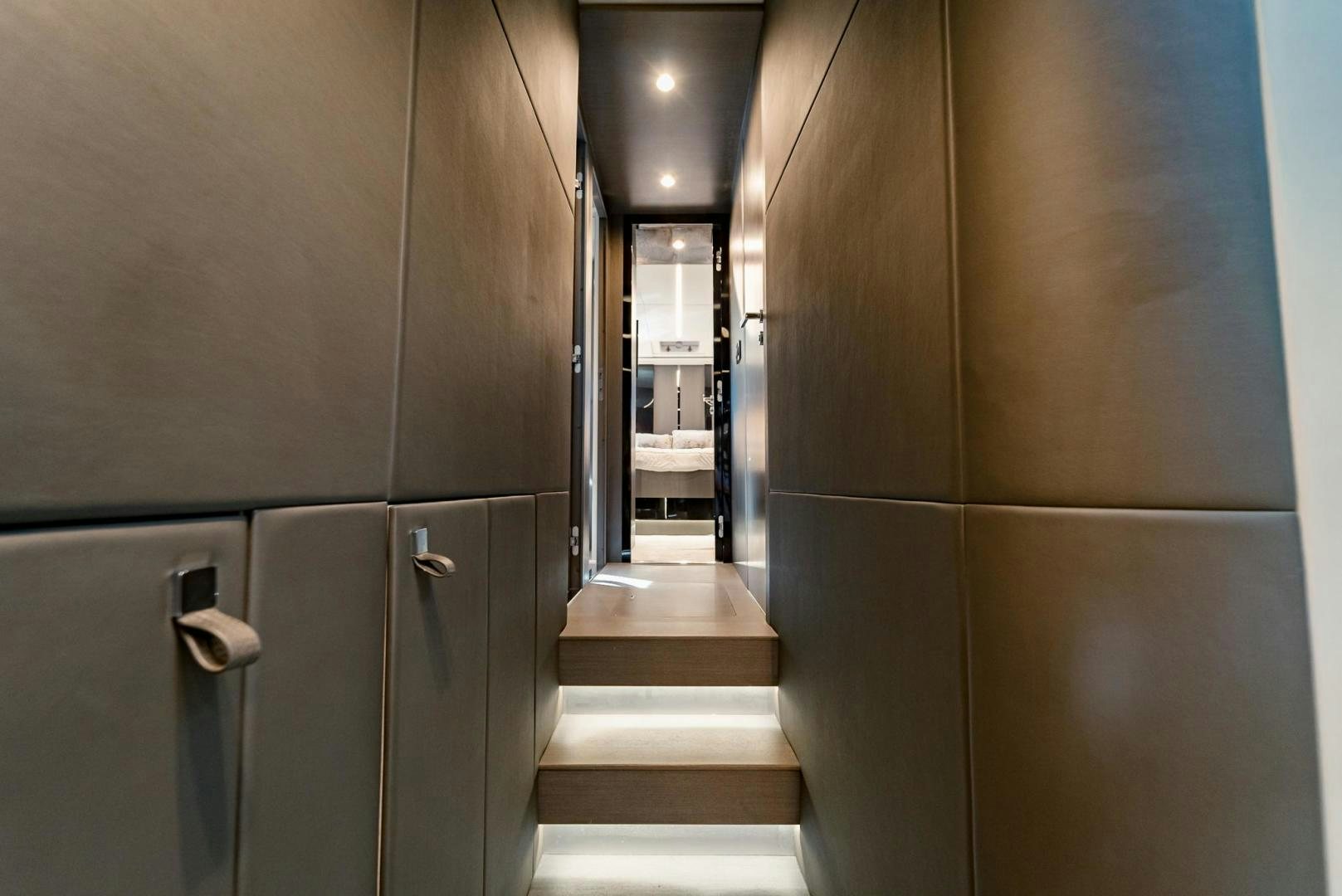 a bathroom with a large mirror aboard HOME SOUTH Yacht for Sale