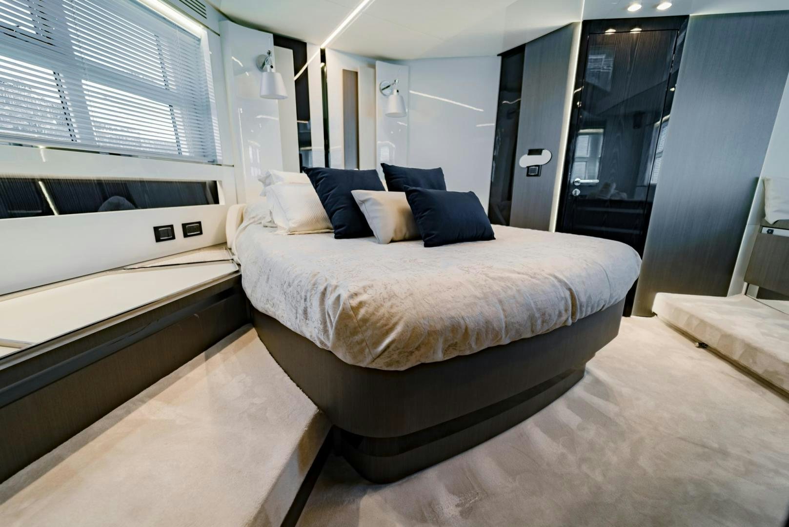 a bed in a room aboard HOME SOUTH Yacht for Sale