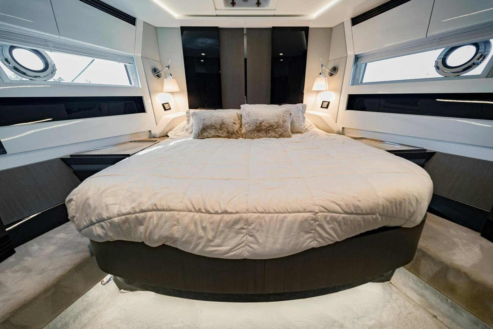 a bed in a room aboard HOME SOUTH Yacht for Sale