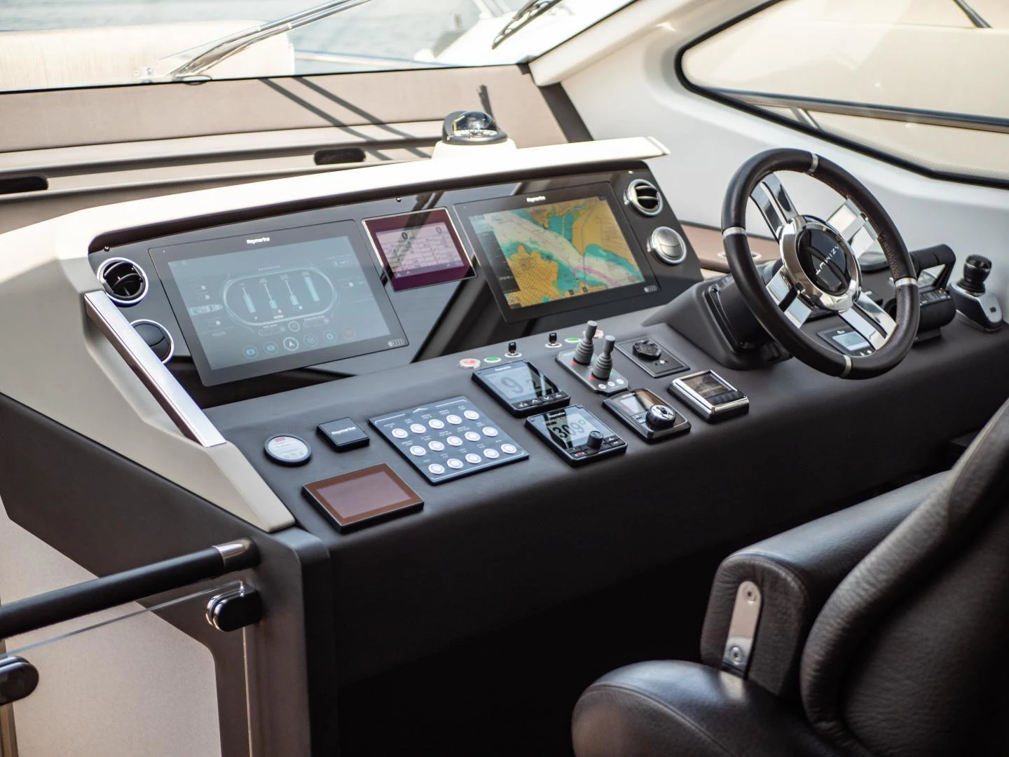 inside of a car aboard EVADO Yacht for Sale