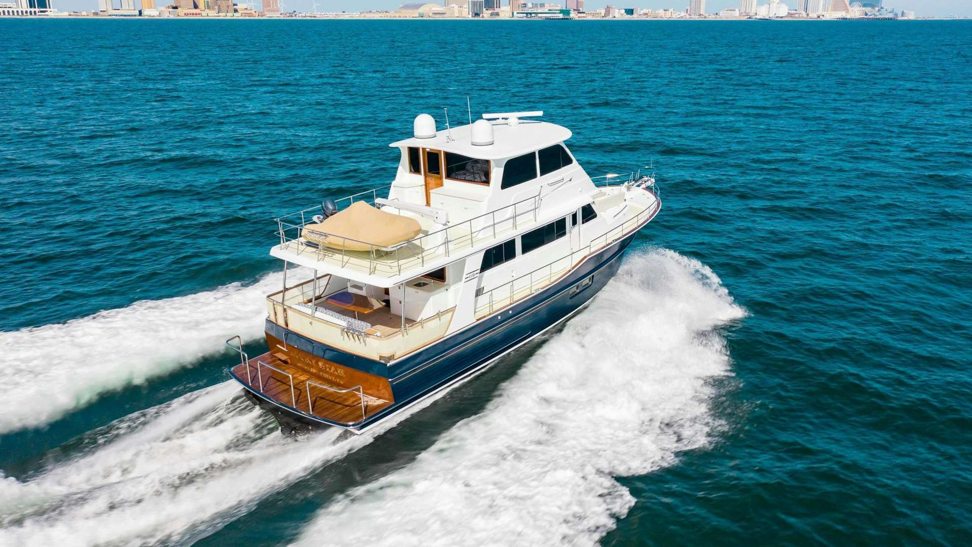 a boat on the water aboard LUCKY STAR Yacht for Sale