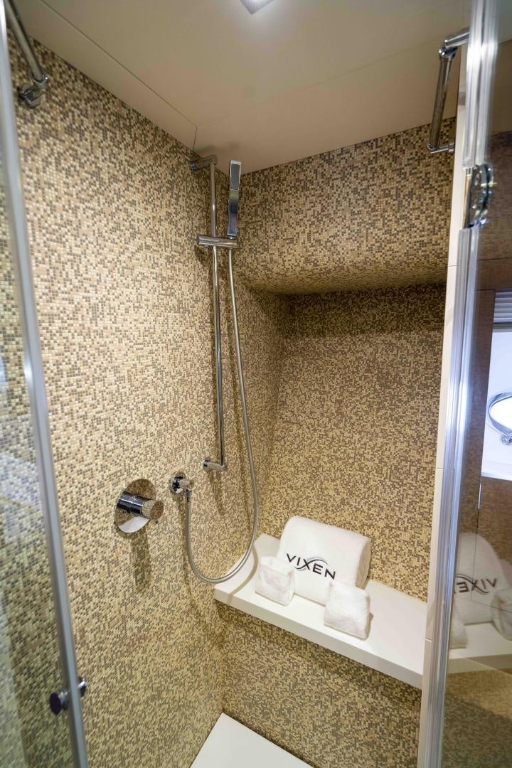 a bathroom with a shower unit aboard VIXEN Yacht for Sale