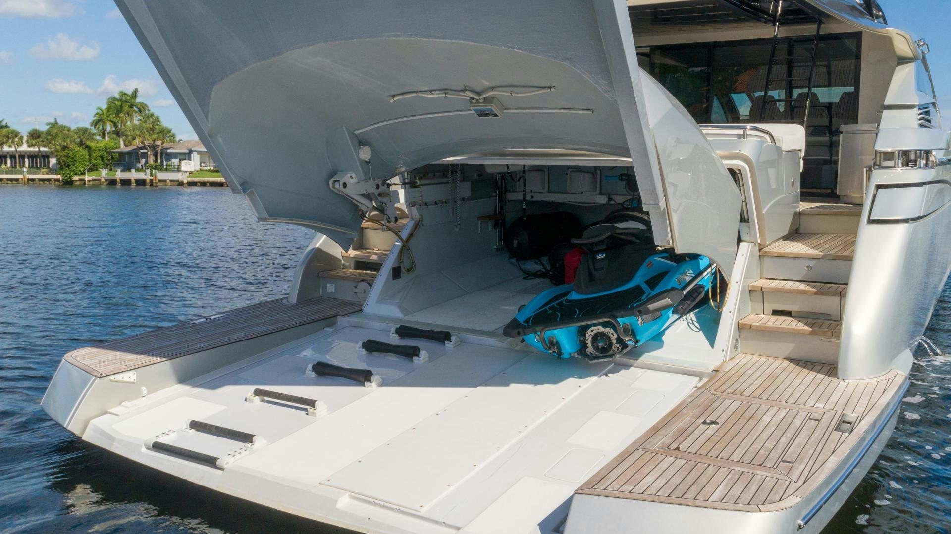 a boat with a motor attached to it aboard VIXEN Yacht for Sale